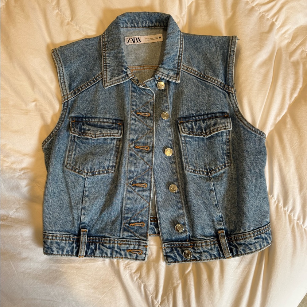 Zara Blue Denim Vest - Jacket